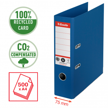 Mape-reģistrs ESSELTE No1 CO2 Neutral, A4, kartons, 75 mm, zilā krāsā