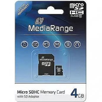 MediaRange MR956, microSDHC, 4GB, Class 10