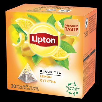 Melnā tēja LIPTON Lemon, piramīdas, 20gab