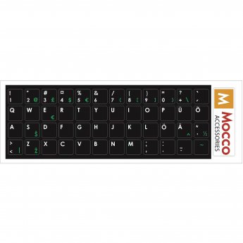 Mocco Keyboard Sticks ENG / EE With Laminated Waterproof Level Black / Green