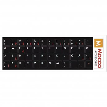Mocco Keyboard Sticks ENG / EE With Laminated Waterproof Level Black / Red