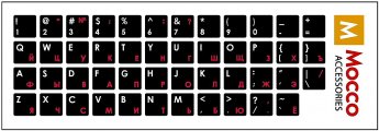 Mocco Keyboard Sticks ENG / RU With Laminated Waterproof Level White / Red