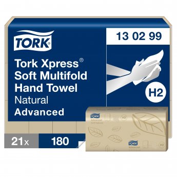 Papīra dvieļi TORK H2 dabiskas krāsas, 2 slāņi, 180 salvetes, 130299