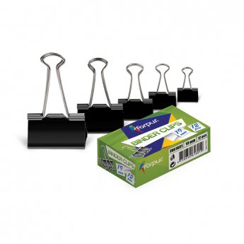 Papīra klipšii FORPUS, 15 mm, melnā krāsā, 12 gab./ iepak.