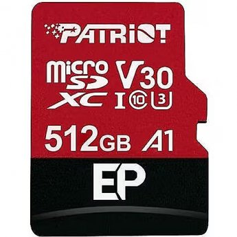 Patriot microSDXC, 512GB, Class 10, UHS-I, U3, V30