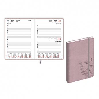 Plānotājs 2026 gadam EKO Manager soft A5, diena, mākslīgā āda, rozā