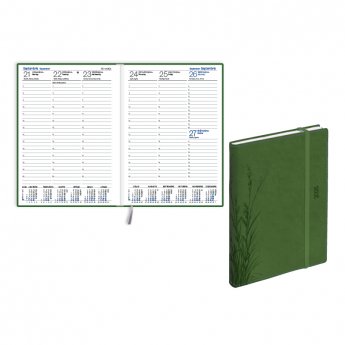 Plānotājs 2026 gadam EKO Prestige soft A5, nedēļa, mākslīgā āda, zaļš