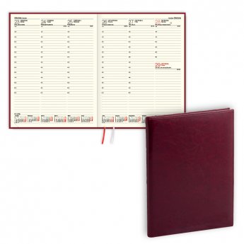 Plānotājs 2026.gadam EKO Advocate A4, nedēļa,  mākslīgā āda, bordo