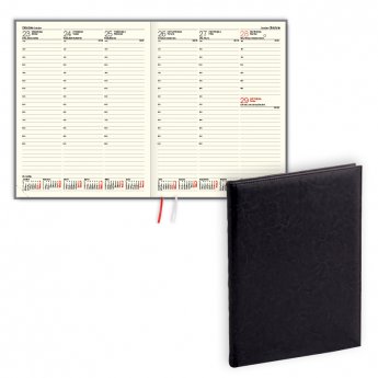 Plānotājs 2026.gadam EKO Advocate A4, nedēļa, mākslīgā āda, melna