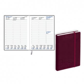 Plānotājs 2026.gadam EKO Prestige soft A5, nedēļa, mākslīgā āda, bordo