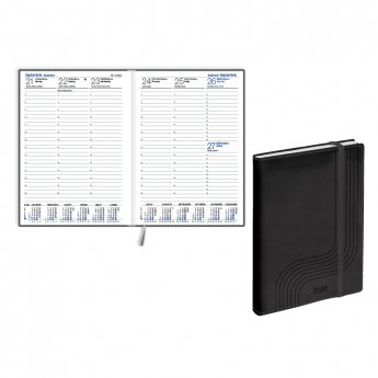 Plānotājs 2026.gadam EKO Prestige soft A5, nedēļa, mākslīgā āda, melns