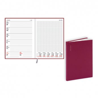 Plānotājs 2026.gadam EKO Quadro A5, nedēļa, flex balacron, bordo