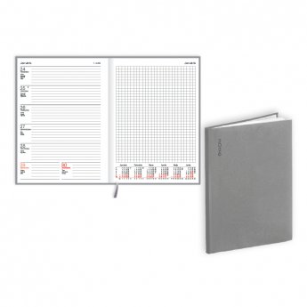 Plānotājs 2026.gadam EKO Quadro A5, nedēļa, flex balacron, pelēks