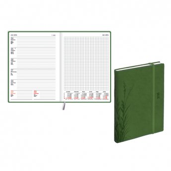 Plānotājs 2026.gadam EKO Quadro soft, A5, nedēļa, mākslīgā āda, gaiši zaļa