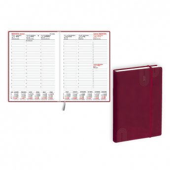 Plānotājs 2027.gadam EKO Prestige soft A5, nedēļa, mākslīgā āda, bordo