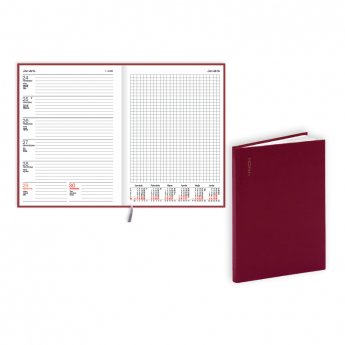 Plānotājs 2027.gadam EKO Quadro A5, nedēļa, flex balacron, bordo