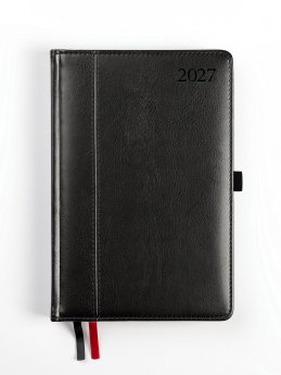 Plānotājs AMBASSADOR BLACK EDITION 2027, PU, A5, diena, melna krāsa (Latviešu valodā)