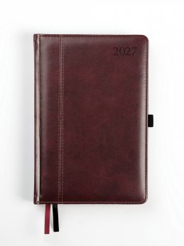 Plānotājs AMBASSADOR BLACK EDITION 2027, PU, A5, diena, tumšā ķiršu krāsa (Latviešu valodā)