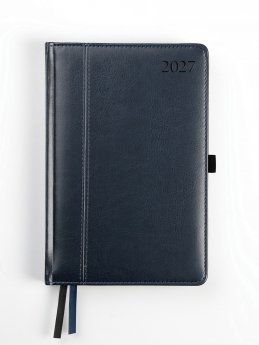 Plānotājs AMBASSADOR BLACK EDITION 2027, PU, A5, diena, zilā krāsa(Latviešu valodā)