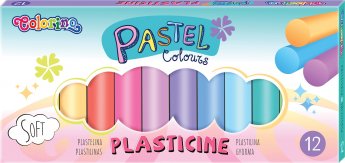 Plastilīns Pastel, 12 krāsas, apaļš