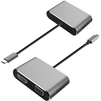 Platinet PMMA9832 Adapter Type-C to HDMI & VGA Black