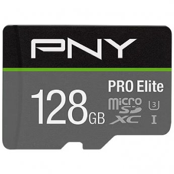 PNY Technologies Pro Elite, microSDXC, 128GB, UHS-I, U3, V30 +Adapter
