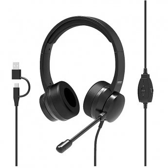 Port Connect USB Comfortable Stereo Office Microphone Headset, Black