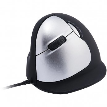 R-GO Tools HE Mouse, Left Handed, Black/Silver (L)