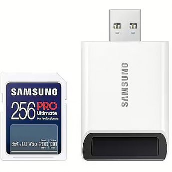 Samsung PRO Ultimate, SDXC, 256GB, UHS-, U3, V30 +Reader