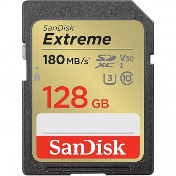 Sandisk Extreme, SDXC, 128GB, UHS-I, Class 10, U3, V30