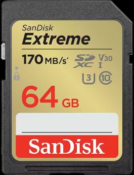 SanDisk Extreme, SDXC, 64GB, UHS-I, U3, V30, Openbox