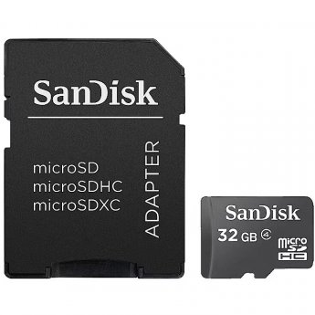 SanDisk microSDHC, 32GB, Class 4 +Adapter