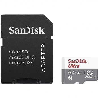 SanDisk Ultra Light, microSDXC, 64GB, UHS-I, Class 10 +Adapter
