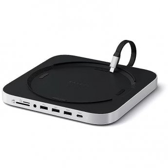 Satechi Mac Mini Stand & Hub, SSD slot, silver - Mac USB hub