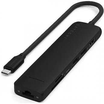 Satechi Satechi USB-C 7-in-1 Slim Multiport Adapter with Ethernet Black