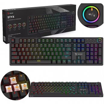 Savio STYX Mekanisk tastatur Outemu Peach Silent, Hot Swap, RGB