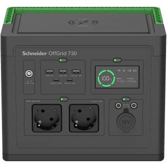 Schneider Electric APC OffGrid Portable Power Station 730, 738Wh Lithium-ion, LCD, 2 CEE 7/3 Schuko outlets, Sinewave, 3 USB-A, 2 USB-C, Wireless Charger
