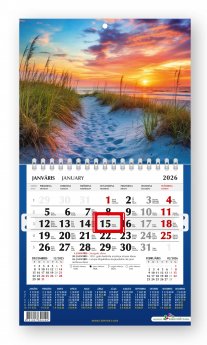Sienas kalendārs 2026 gadam Mini, divdaļīgs ar metāla spirāli, Jūra