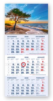 Sienas kalendārs 2026 gadam Standart, divdaļīgs ar metāla spirāli, Jūra, zilas lapas