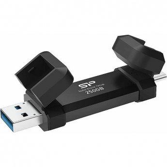 Silicon Power DS72 Dual USB-C/USB 3.2 Gen 2 Portable External SSD, 250GB