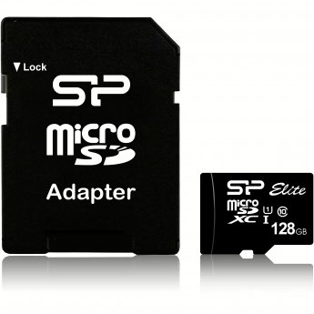 Silicon Power Elite, microSDXC, 128GB, Class 10, UHS-I, U1 +Adapter
