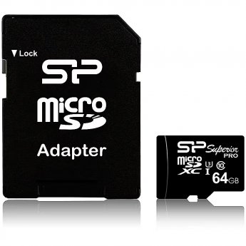 Silicon Power Superior Pro, microSDXC, 64GB, UHS-I, U3, +Adapter