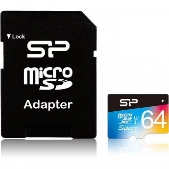 Silicon Power Superior Pro, microSDXC, 64GB, UHS-I, U3 +Adapter