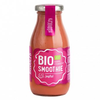 Smūtijs RŪDOLFS BIO zemeņu, banānu "Priekam", 260ml (DEP)