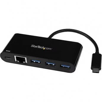 Startech USB-C ADAPTER TO ETHERNET W/3PORT USB 3.0 HUB + PS