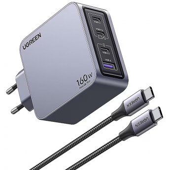 Ugreen Ladegerät Nexode Pro 160W GaN Adapter mit USB-C Ladekabel