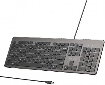 Unitek Klawiatura Unitek SlimTap przewodowa 100% (full-size) szara