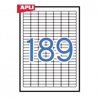 Uzlīmes APLI ar izmēru 25.4x10mm, 25 loksnes/iepak., 189 uzlīmes, noņemamas (ar noapaļotiem stūriem)