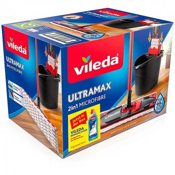 Vileda wiper ULTRAMAX 2in1 box, incl. floor cleaner, floor wiper (black/red, incl. 750ml Vileda floor cleaner)