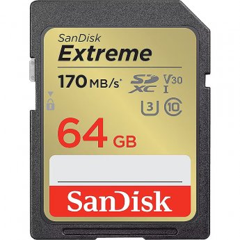 Western Digital Extreme, SDXC, 64GB, Class 10, UHS-I, U3, V30